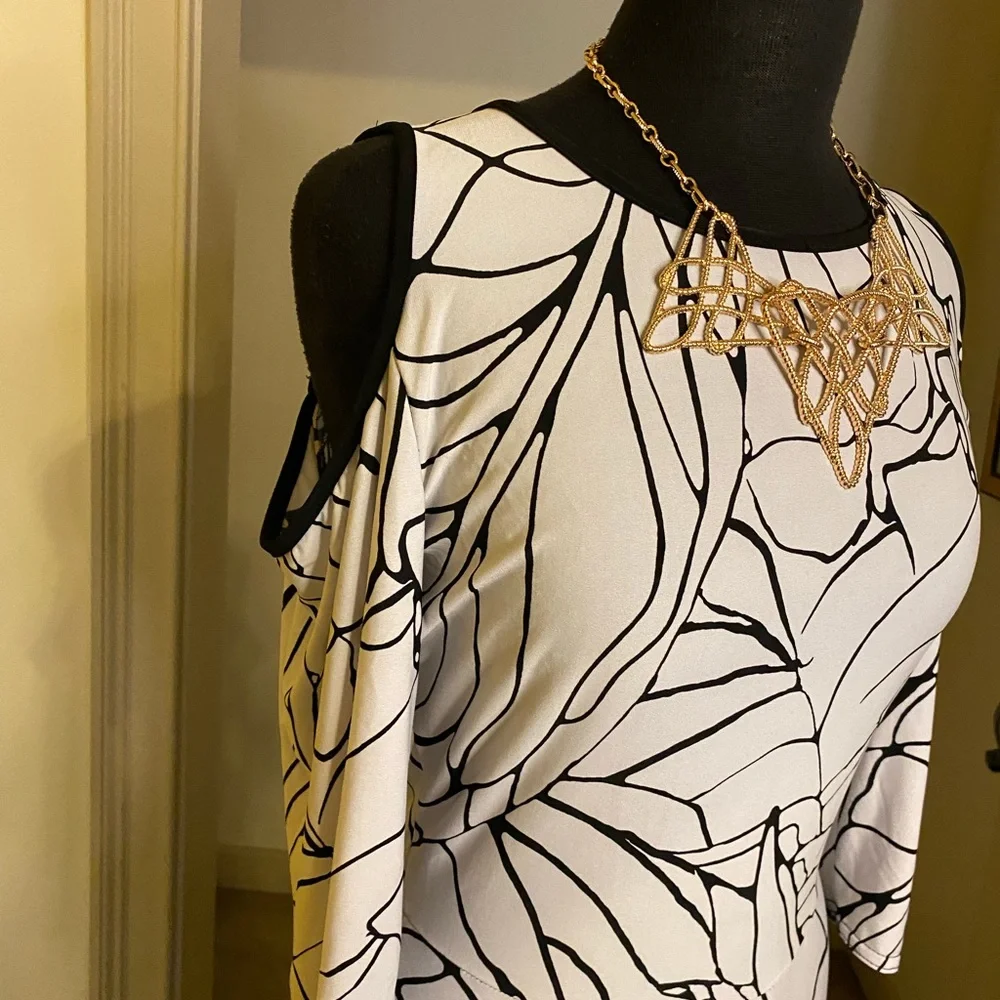 Ashley Stewart, black, white, color block, abstract, maxi dress, 10/12.. - Picture 3 of 4